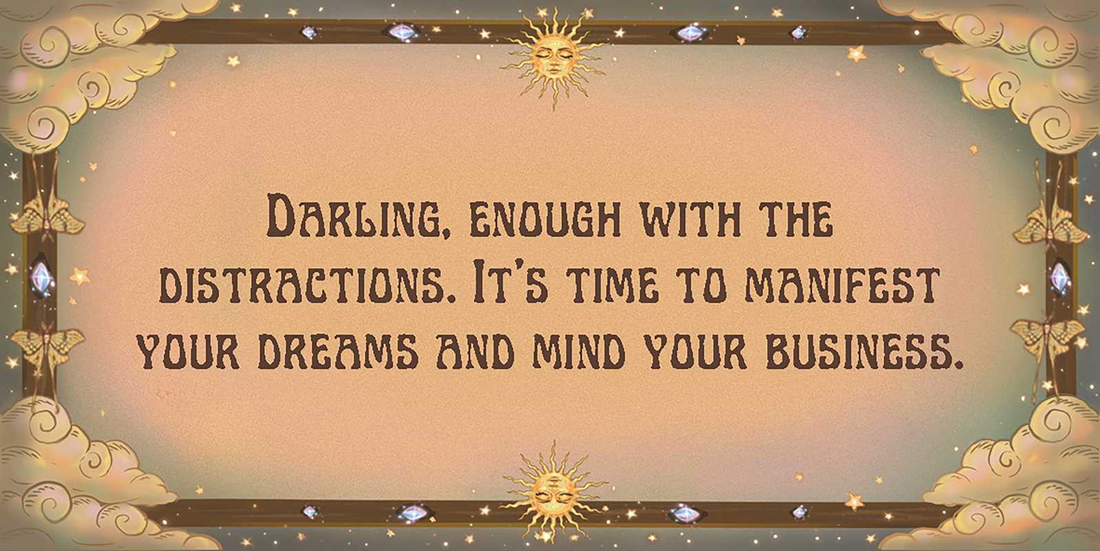 Decorative frame with motivational quote on a beige background