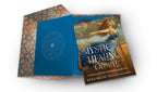 Mystic Healing Oracle book with decorative cover and blue interior page on a white background