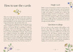 Instructions on using oracle cards with text and floral illustrations.