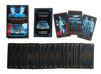 Supernatural themed playing cards with character illustrations and car images on a white background.