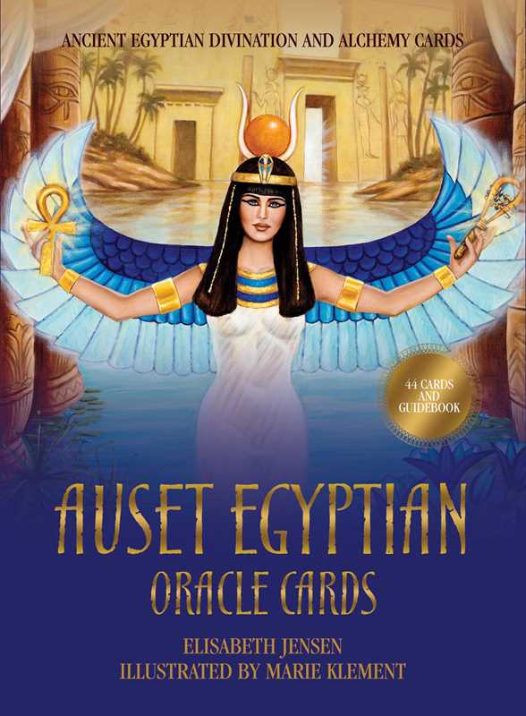 Cover of Auset Egyptian Oracle Cards with an Egyptian-themed design.