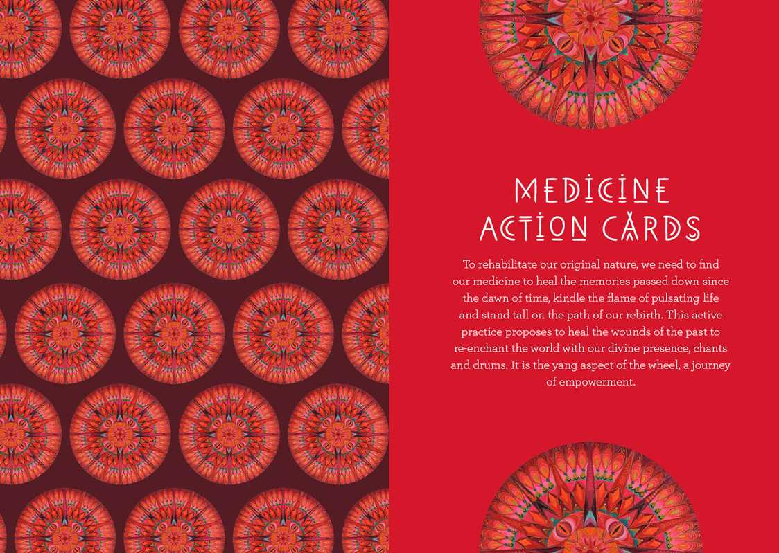 Patterned cards with text on a red background