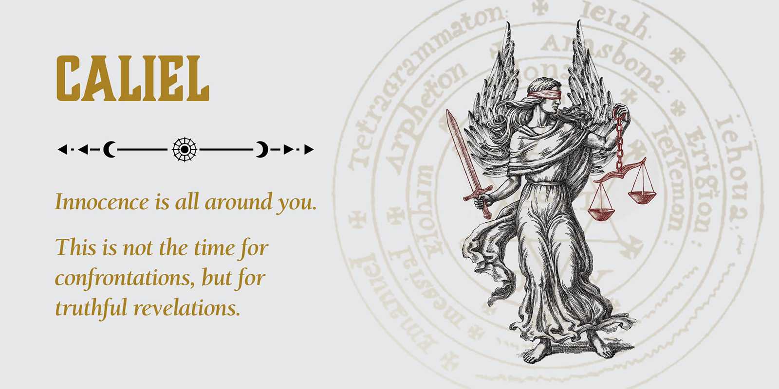 Statue of Lady Justice with text and logo on a white background