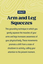 Text about arm and leg squeezes on a yellow background with 'Vitality' branding.