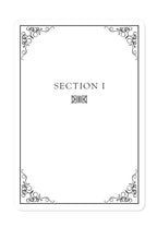 Decorative title card for Tarot for Change with 'Section 1' text and ornate border on a white background