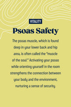 Text about psoas safety on a yellow background with 'Vitality' branding.