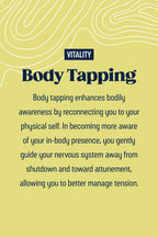 Text about body tapping on a yellow background with 'Vitality' branding.