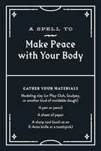 Instructions for a spell to make peace with your body on a black background