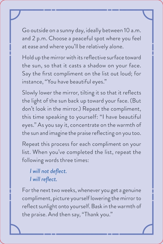 Instructions for a mirror reflection exercise on a blue background