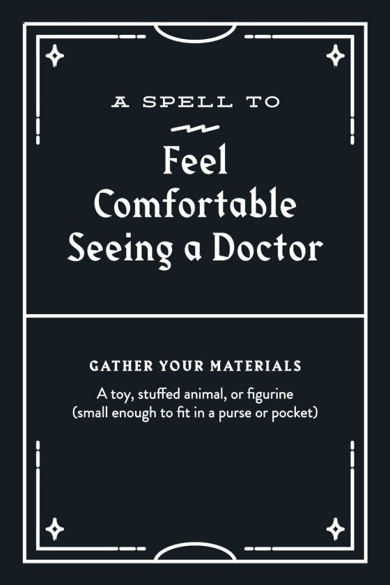 Black and white spellbook-style text on a black background with decorative border