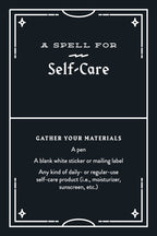 Instructions for a 'Spell for Self-Care' on a black background with white text.