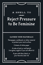 Instructions for a spell to reject pressure to be feminine on a black background with white text.