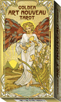 Box of Golden Art Nouveau Tarot with an angel design on a gold background