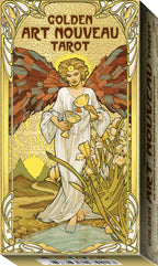 Box of Golden Art Nouveau Tarot with an angel design on a gold background