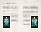 Card from a tarot deck with King of Angels and Queen of Angels illustrations and descriptions.
