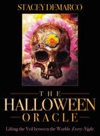 Book cover of 'The Halloween Oracle' by Stacey DeMarco featuring a colorful skull design.