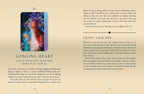 Page from a book or journal with a tarot card titled 'Longing Heart' and text on heart healing.