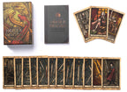House of the Dragon tarot deck with box, cards, and guidebook on a white background