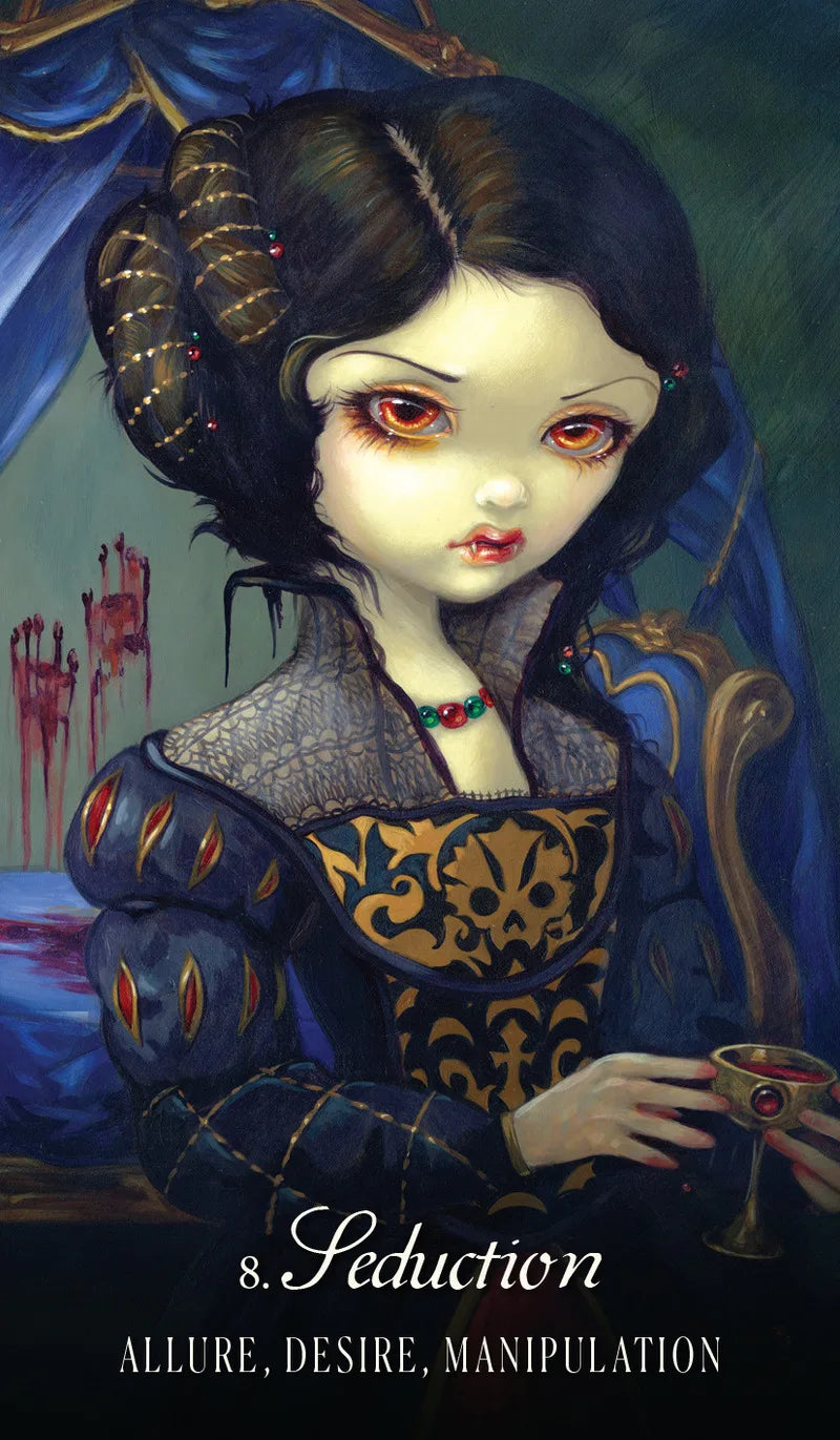 Artistic depiction of a character in a dark, ornate setting with text 's.Leduction' at the bottom.