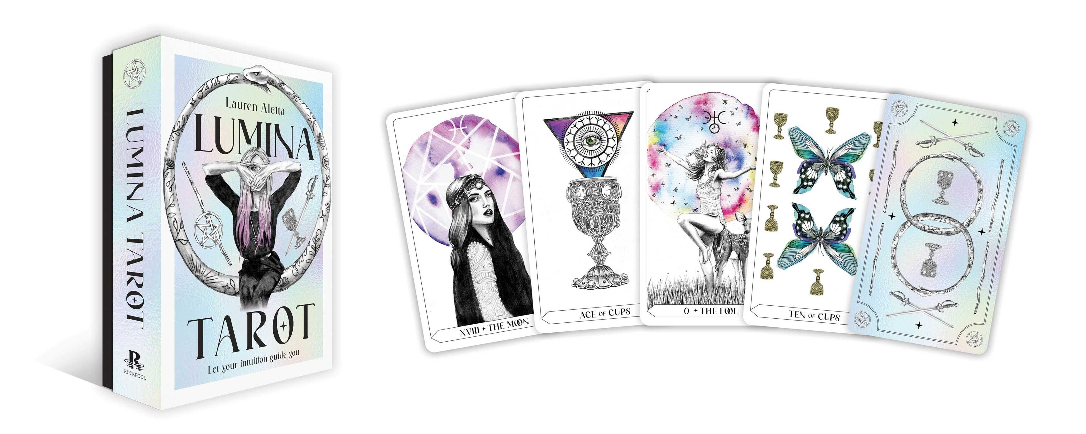 Lumina Tarot card set with packaging on a white background