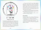 Page from a book or magazine featuring a tarot card illustration and text??.