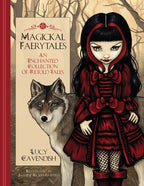 Book cover of 'Magickal Faerytales' featuring a girl in a red coat and a wolf.