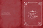 Decorative book cover with 'The Sleeping Beauty' title on a red background