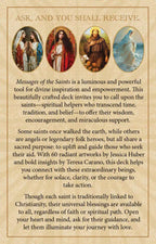  promotional text for 'Messages of the Saints' deck with religious imagery