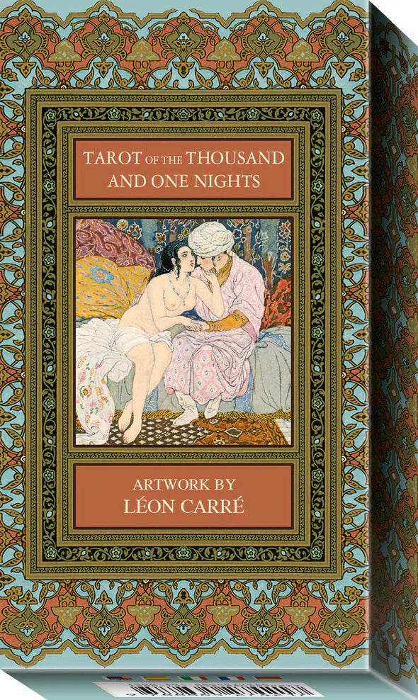 Box for 'Tarot of the Thousand and One Nights' with artistic design and text.