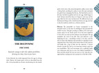 Page from a book featuring a tarot card titled 'The Fool' with an ocean and bird illustration.