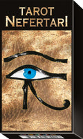 Tarot Nefertari packaging with an eye symbol on a gold background
