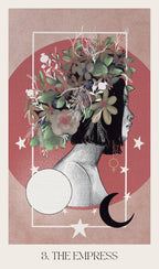 Card titled 'The Empress' featuring a stylized illustration of a woman with flowers and plants.