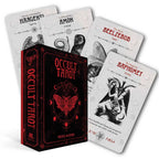 Occult Tarot cards with black and white designs on a white background