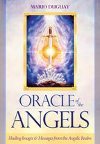 Book cover of 'Oracle of the Angels' with a glowing sword and angelic figure.