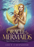 Book cover of 'Oracle of the Mermaids' with a mermaid and dolphins underwater.
