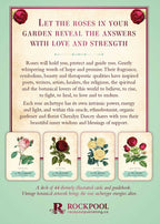 Promotional graphic for a deck of cards with rose illustrations and text on a light green background.