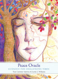 Book cover of 'Peace Oracle' with artistic design of a face and tree, and text by Toni Carmine Salerno and Leela J. Williams.