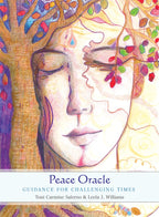 Book cover of 'Peace Oracle' with artistic design of a face and tree, and text by Toni Carmine Salerno and Leela J. Williams.