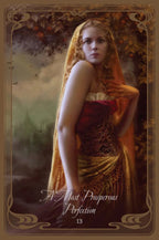 Artistic depiction of a woman in a fantasy setting with text 'A Most Prosperous Perfection 13'.
