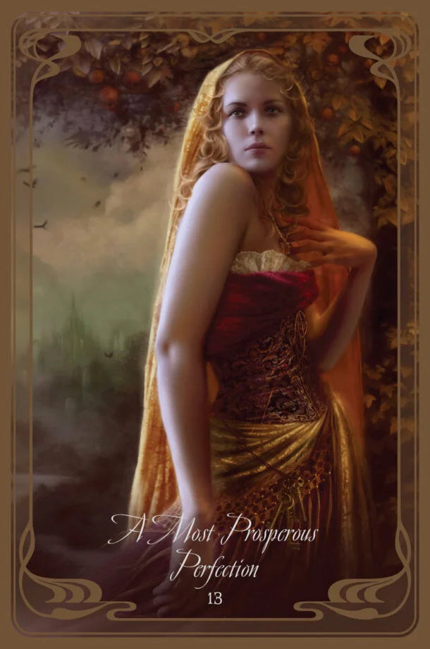 Artistic depiction of a woman in a fantasy setting with text 'A Most Prosperous Perfection 13'.