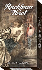 Rackham Tarot box with illustration of a woman and parrot, featuring the brand name 'Rackham'.