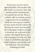 Text on a white background with motivational quote about soul fertility and life dreams.