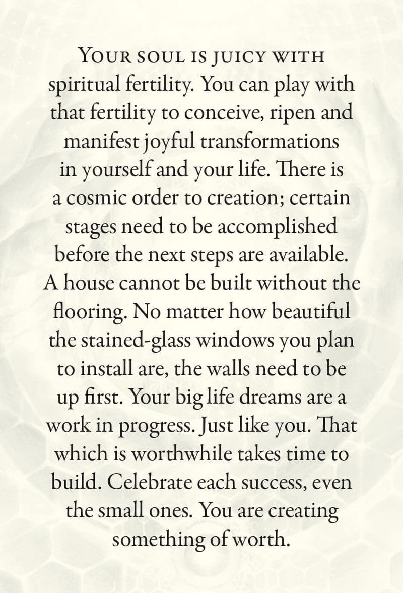 Text on a white background with motivational quote about soul fertility and life dreams.