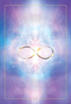 Gold infinity symbol on a colorful, abstract background
