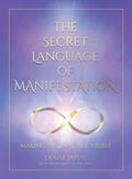 Book cover of 'The Secret Language of Manifestation' with a purple and gold design.
