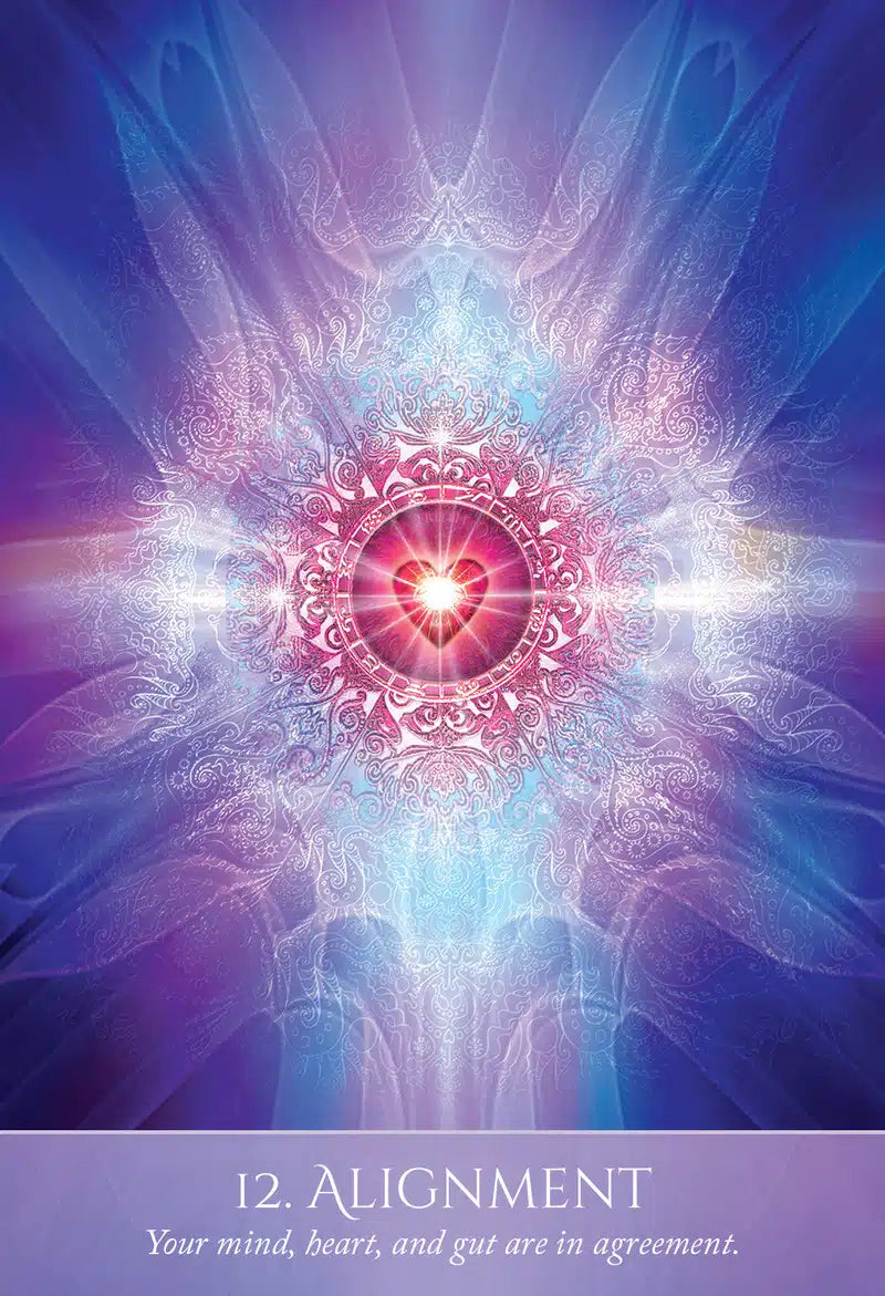 Mandala design with a central light source and text '12. Alignment' at the bottom.