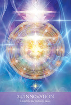 Ethereal design with concentric circles and light effects on a blue and purple gradient background.