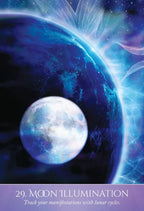 Illustration of a planet with a moon and text about moon illumination.