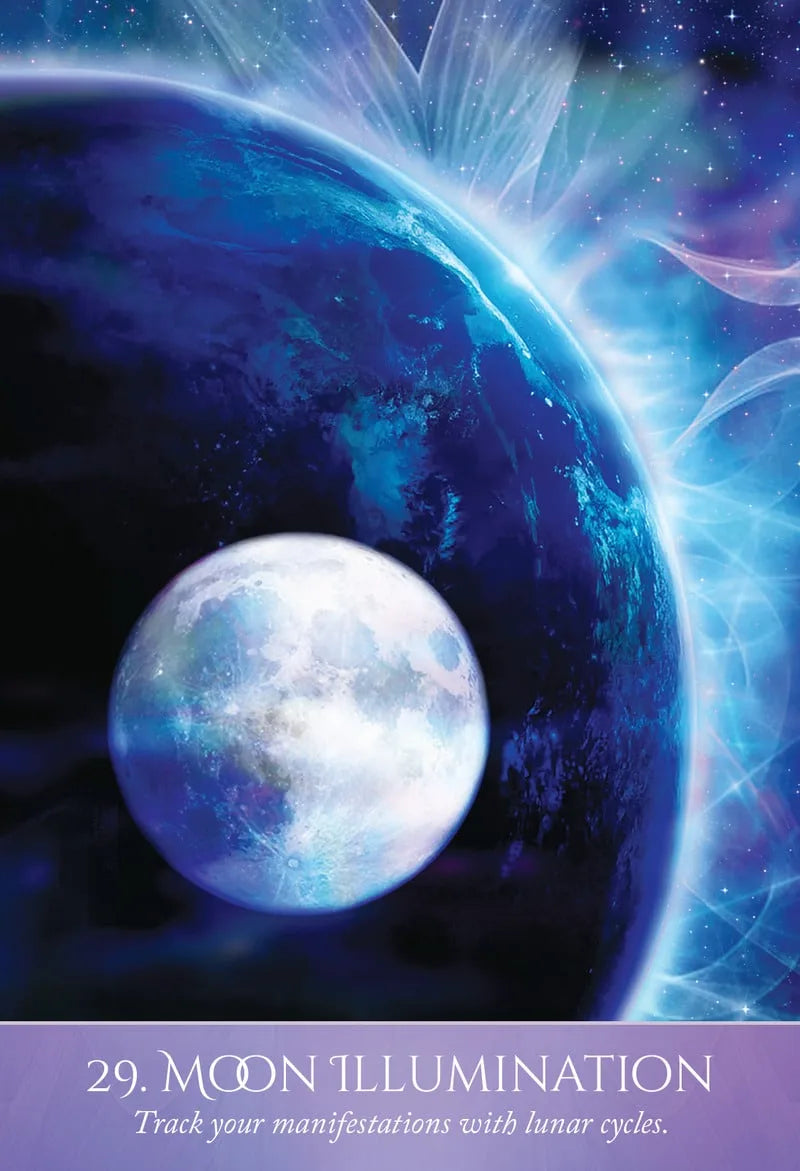Illustration of a planet with a moon and text about moon illumination.