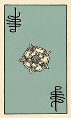 Card with a rose symbol on a light blue background